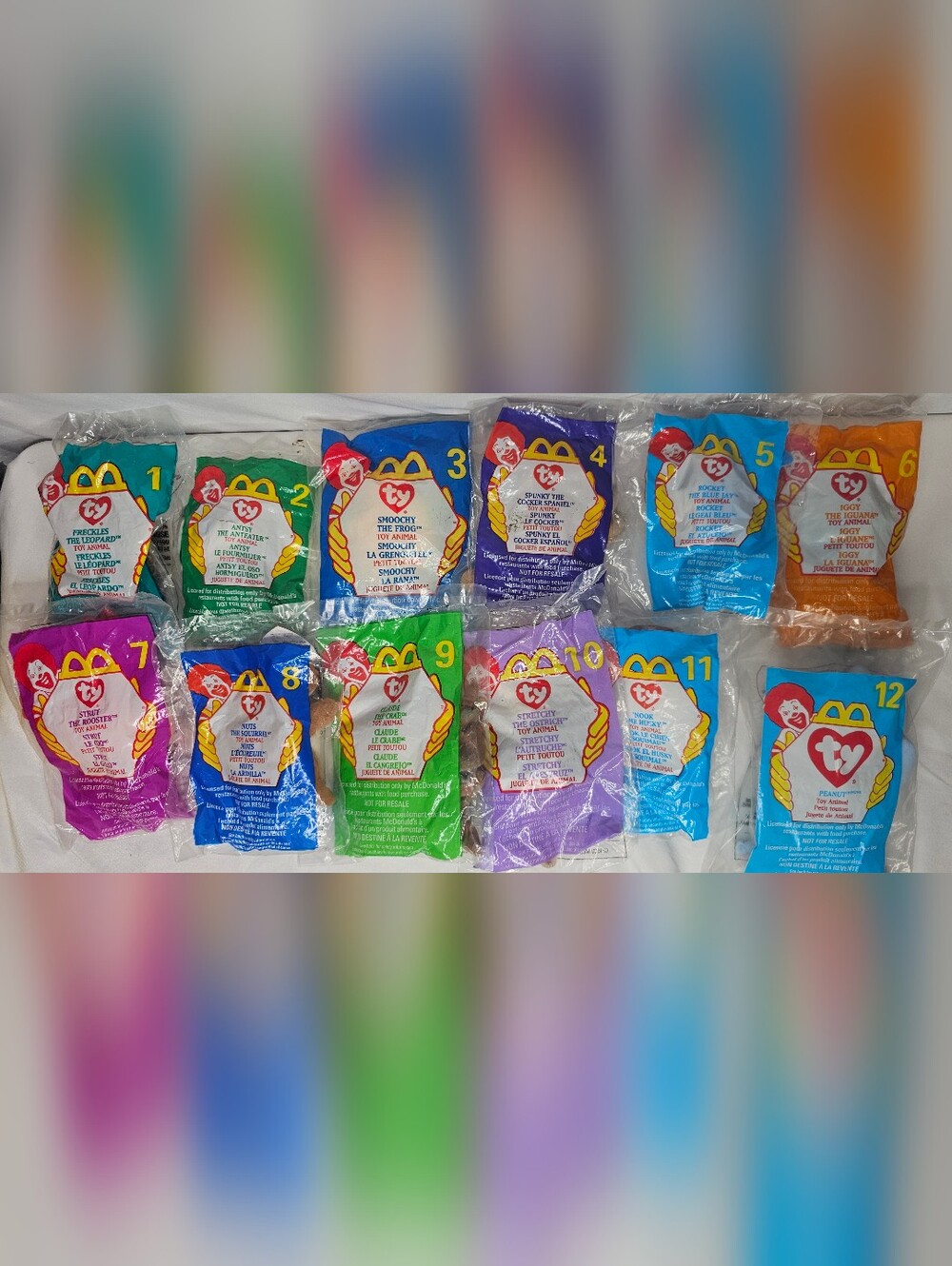 TY Teenie Beanie Babies 98-99 Complete Set of 12 McDonalds Happy Meal SEALED